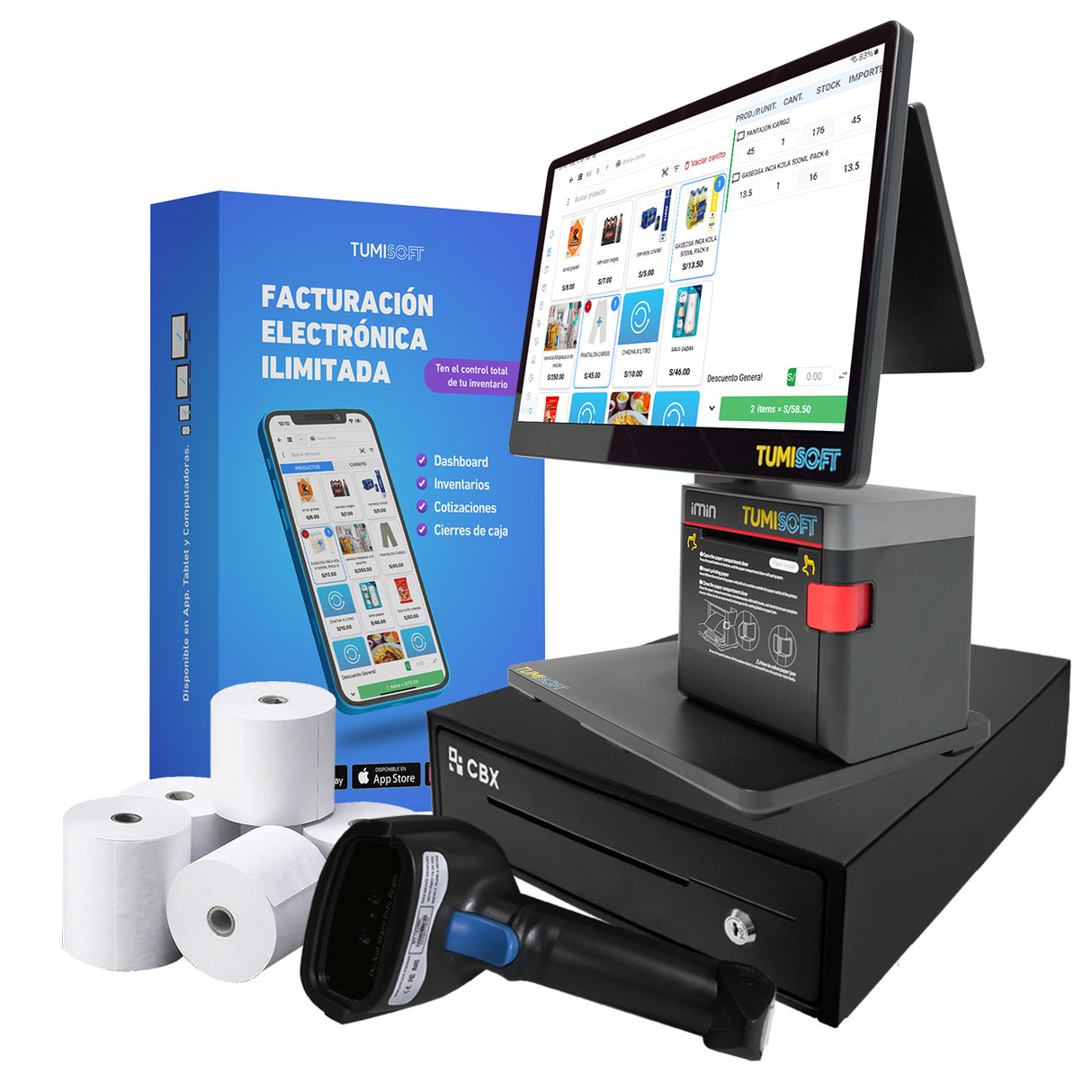 COMBO FULL SWAN 2 4GB IMIN DOBLE PANTALLA - Tumisoft - POS #1 de Perú