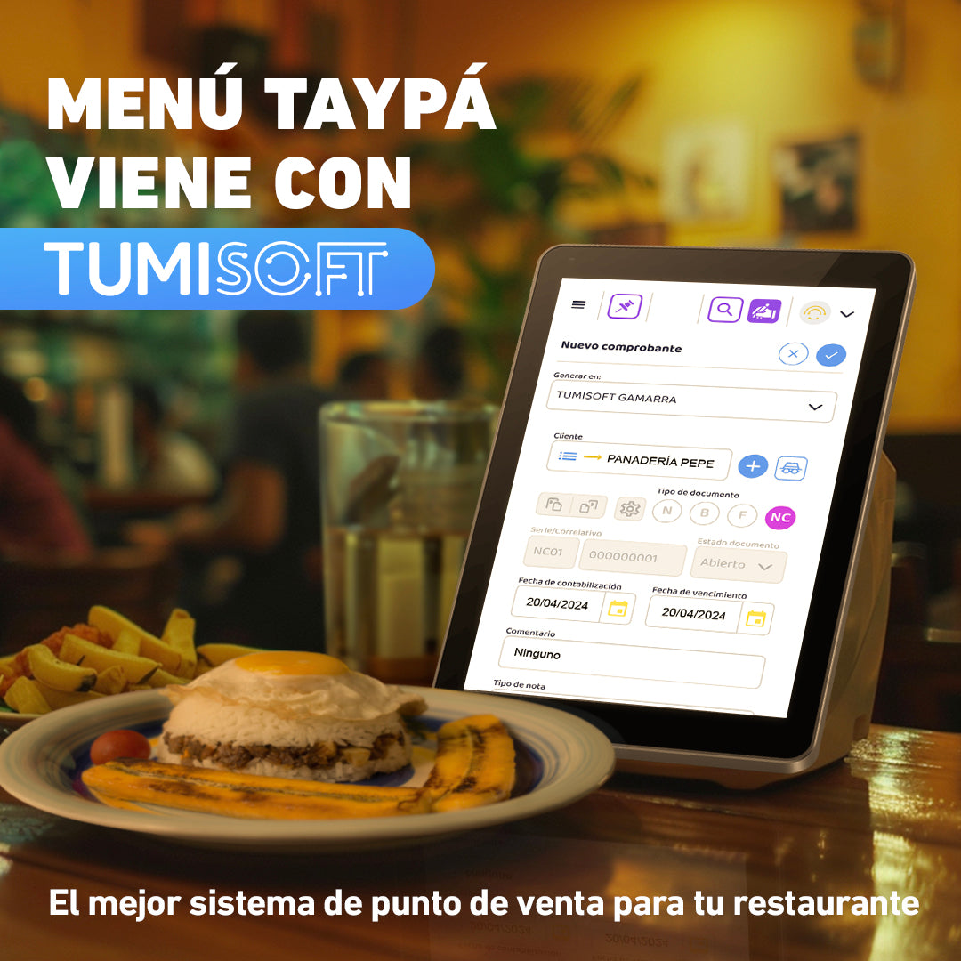 El sistema TumiSoft en la tablet de un restaurante peruano real